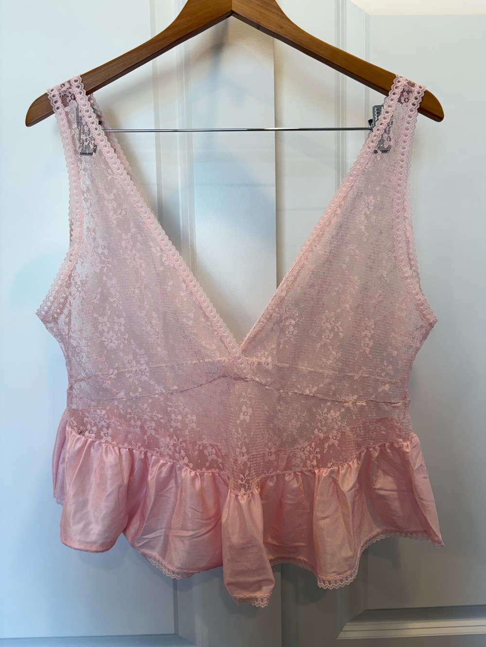 Vintage Glencraft Lingerie Pink Lace Peplum Camisole